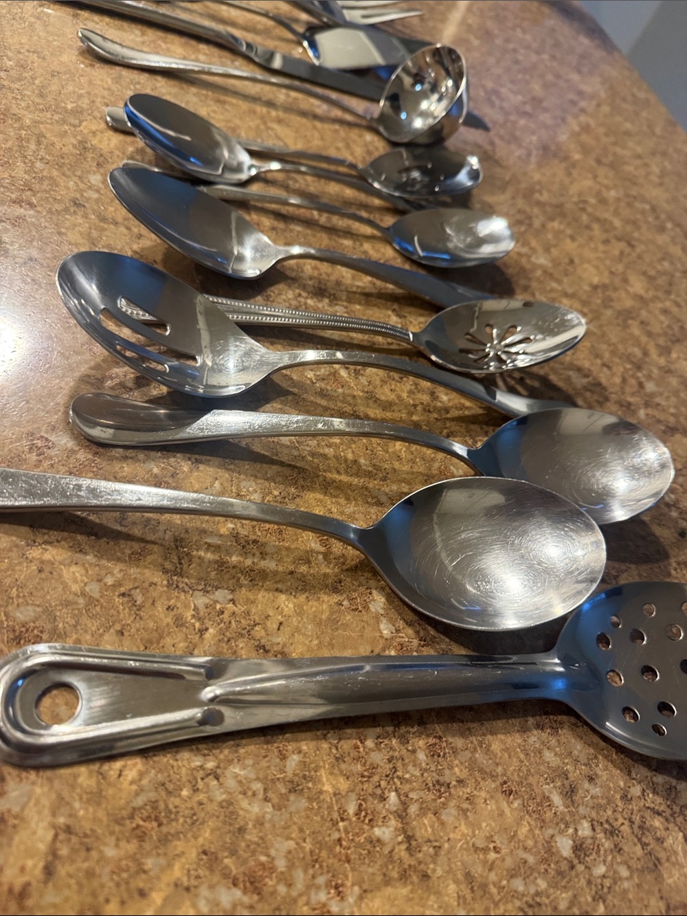 Stainless Steel Serving Spoon and Utensil Set - Silver